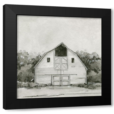 Solemn Barn Sketch III Black Modern Wood Framed Art Print with Double Matting by Caroline, Emma