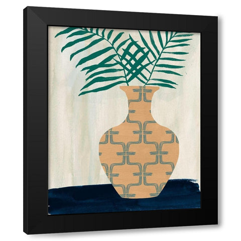 Palm Branches I Black Modern Wood Framed Art Print with Double Matting by Wang, Melissa