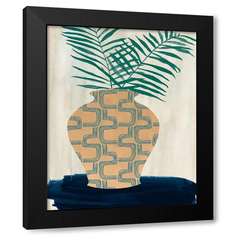 Palm Branches II Black Modern Wood Framed Art Print with Double Matting by Wang, Melissa