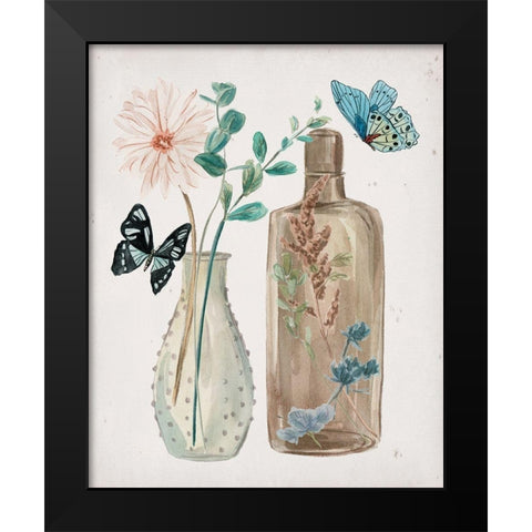 Butterflies and Flowers IV Black Modern Wood Framed Art Print by Wang, Melissa