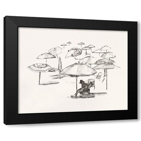 Rough Seaside Sketch II Black Modern Wood Framed Art Print with Double Matting by Caroline, Emma