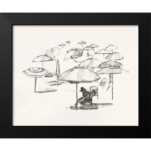 Rough Seaside Sketch II Black Modern Wood Framed Art Print by Caroline, Emma