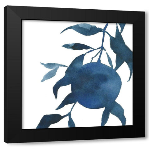 Indigo Oranges I Black Modern Wood Framed Art Print by Caroline, Emma