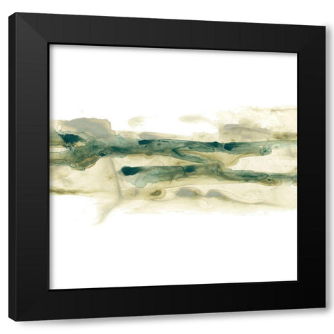 Verdigris Ribbon I Black Modern Wood Framed Art Print by Vess, June Erica