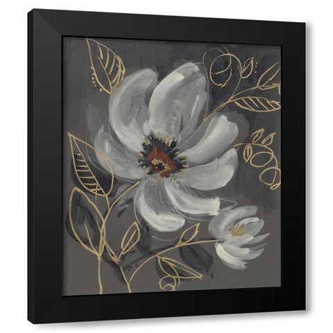 Floral Filigree I Black Modern Wood Framed Art Print with Double Matting by Goldberger, Jennifer