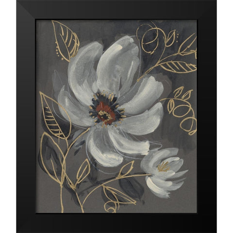 Floral Filigree I Black Modern Wood Framed Art Print by Goldberger, Jennifer