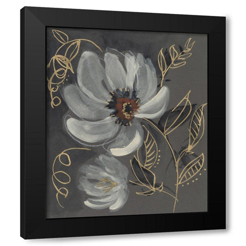 Floral Filigree II Black Modern Wood Framed Art Print with Double Matting by Goldberger, Jennifer