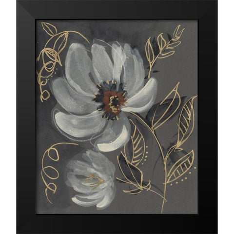 Floral Filigree II Black Modern Wood Framed Art Print by Goldberger, Jennifer