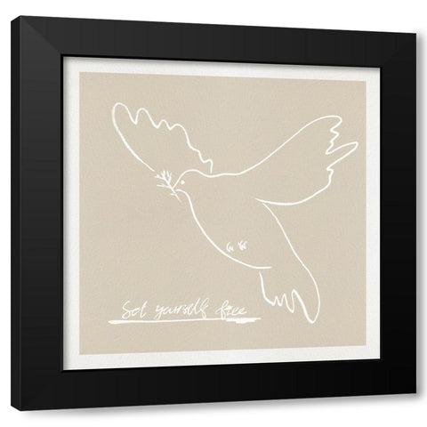 Peace Dove I Black Modern Wood Framed Art Print with Double Matting by Wang, Melissa