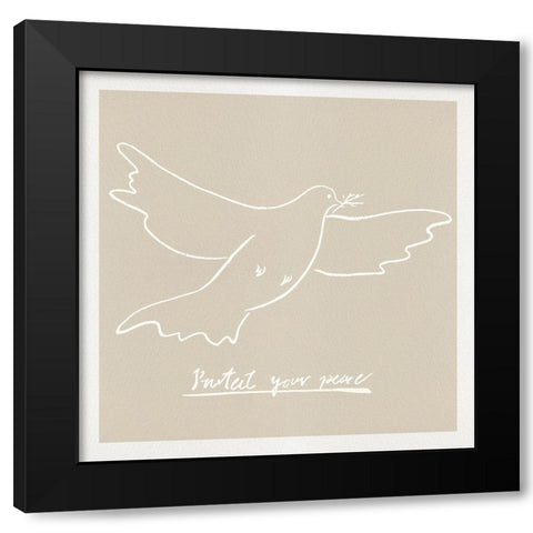 Peace Dove II Black Modern Wood Framed Art Print with Double Matting by Wang, Melissa