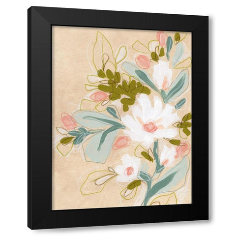 Spring Sketch II Black Modern Wood Framed Art Print with Double Matting by Vess, June Erica