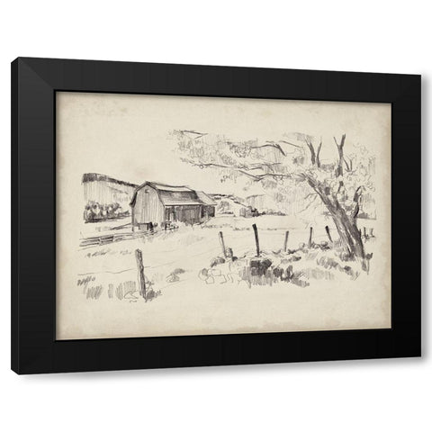 Sketched Barn View II Black Modern Wood Framed Art Print by Parker, Jennifer Paxton