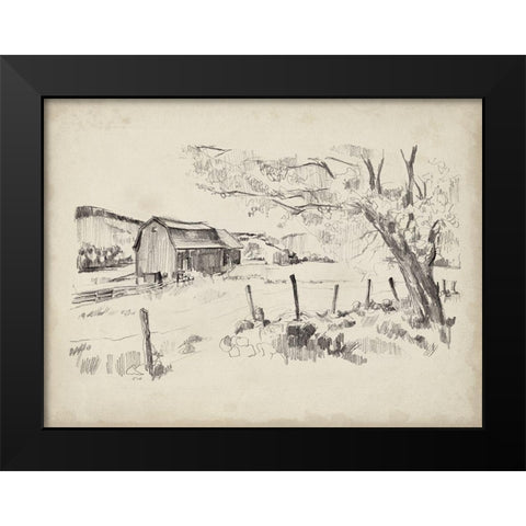 Sketched Barn View II Black Modern Wood Framed Art Print by Parker, Jennifer Paxton