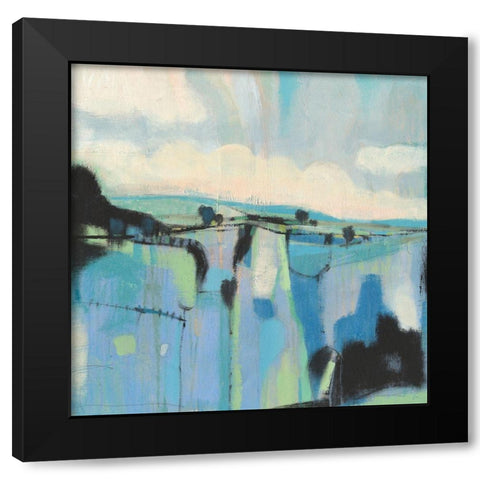 Abstract Shades of Blue I Black Modern Wood Framed Art Print with Double Matting by OToole, Tim