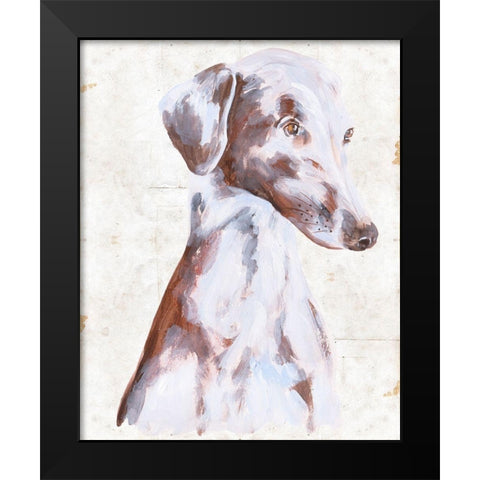 Sitting Dog II Black Modern Wood Framed Art Print by Wang, Melissa