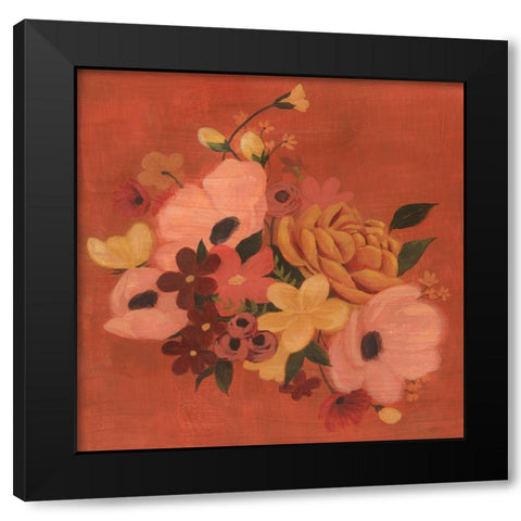 Burnt Orange Bouquet I Black Modern Wood Framed Art Print with Double Matting by Popp, Grace