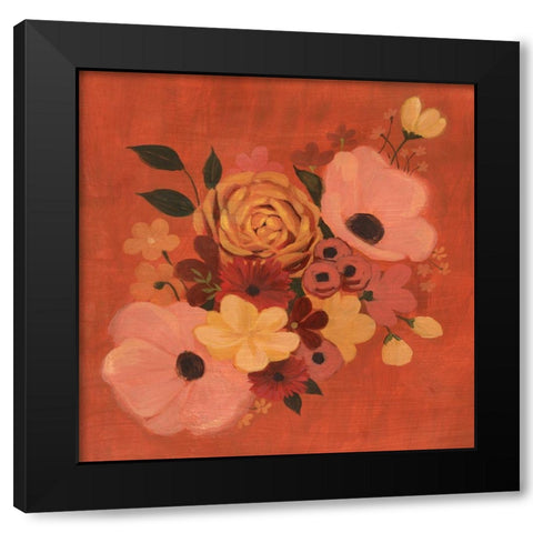 Burnt Orange Bouquet II Black Modern Wood Framed Art Print with Double Matting by Popp, Grace