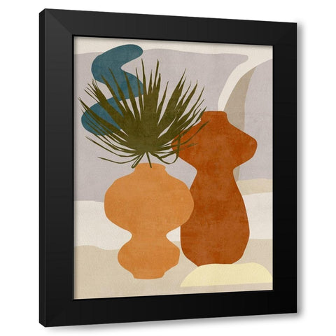 Decorated Vases I Black Modern Wood Framed Art Print by Wang, Melissa