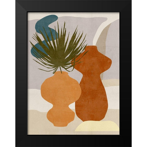 Decorated Vases I Black Modern Wood Framed Art Print by Wang, Melissa