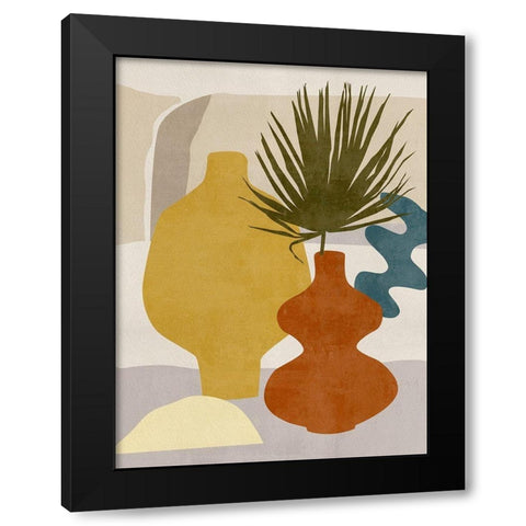 Decorated Vases II Black Modern Wood Framed Art Print with Double Matting by Wang, Melissa