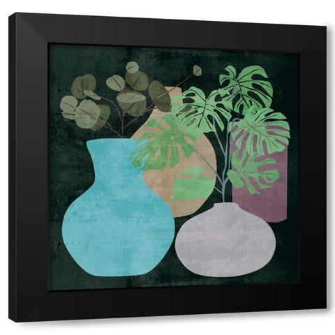 Decorative Vases I Black Modern Wood Framed Art Print by Wang, Melissa