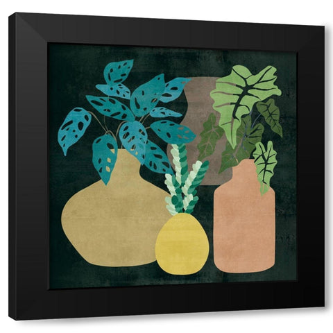 Decorative Vases II Black Modern Wood Framed Art Print by Wang, Melissa