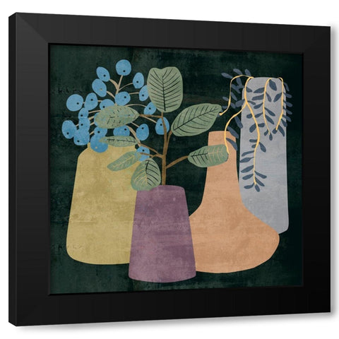 Decorative Vases III Black Modern Wood Framed Art Print by Wang, Melissa