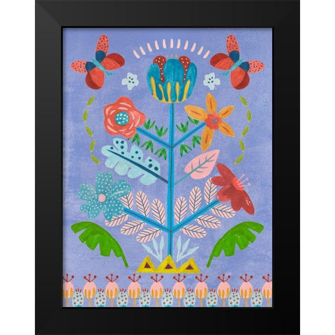 Embroidered Garden I Black Modern Wood Framed Art Print by Wang, Melissa