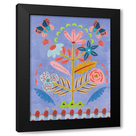 Embroidered Garden II Black Modern Wood Framed Art Print with Double Matting by Wang, Melissa