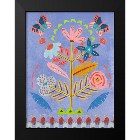 Embroidered Garden II Black Modern Wood Framed Art Print by Wang, Melissa