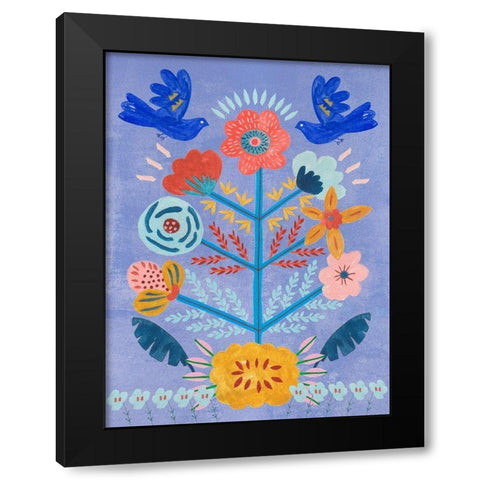 Embroidered Garden III Black Modern Wood Framed Art Print with Double Matting by Wang, Melissa