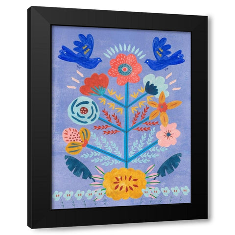 Embroidered Garden III Black Modern Wood Framed Art Print by Wang, Melissa