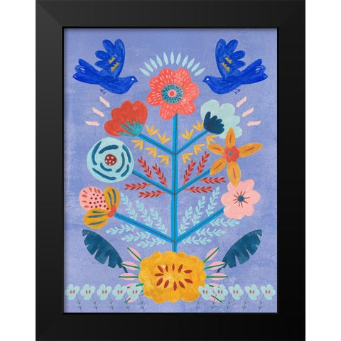 Embroidered Garden III Black Modern Wood Framed Art Print by Wang, Melissa