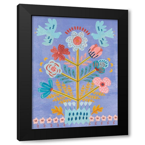 Embroidered Garden IV Black Modern Wood Framed Art Print by Wang, Melissa