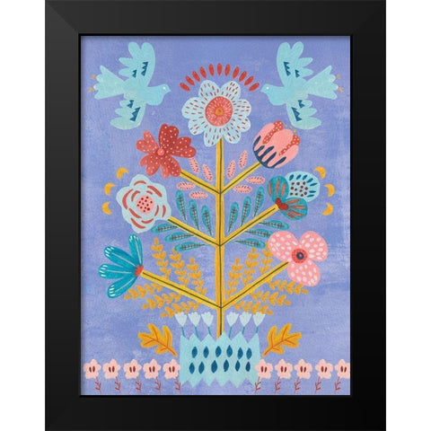 Embroidered Garden IV Black Modern Wood Framed Art Print by Wang, Melissa