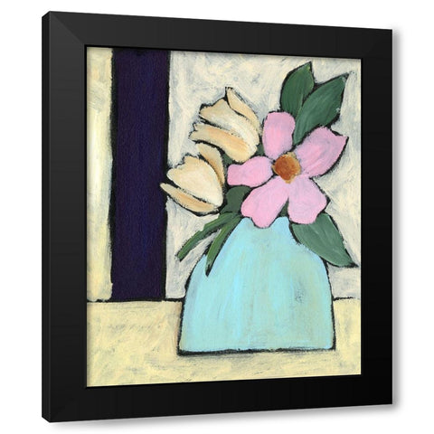 Distressed Bouquet I Black Modern Wood Framed Art Print with Double Matting by Moore, Regina