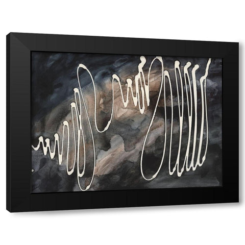 Midnight Swirl IV Black Modern Wood Framed Art Print by Moore, Regina