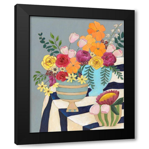 Striped Tablecloth I Black Modern Wood Framed Art Print by Moore, Regina