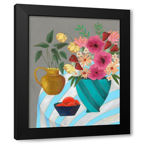 Striped Tablecloth II Black Modern Wood Framed Art Print with Double Matting by Moore, Regina