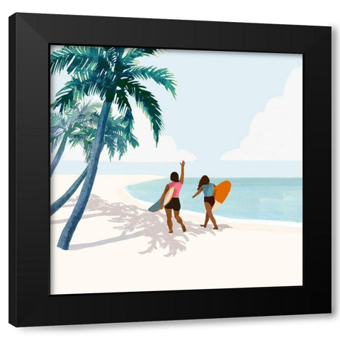 Palm Tree Paradise II Black Modern Wood Framed Art Print with Double Matting by Barnes, Victoria