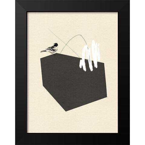 Steel Sequin with Bird I Black Modern Wood Framed Art Print by Green, Jacob