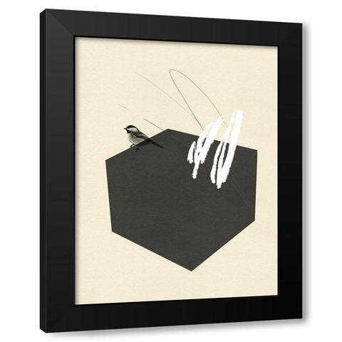 Steel Sequin with Bird II Black Modern Wood Framed Art Print by Green, Jacob