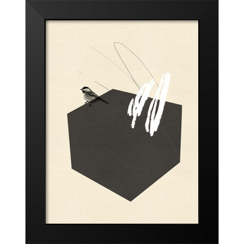 Steel Sequin with Bird II Black Modern Wood Framed Art Print by Green, Jacob