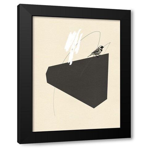 Steel Sequin with Bird III Black Modern Wood Framed Art Print with Double Matting by Green, Jacob