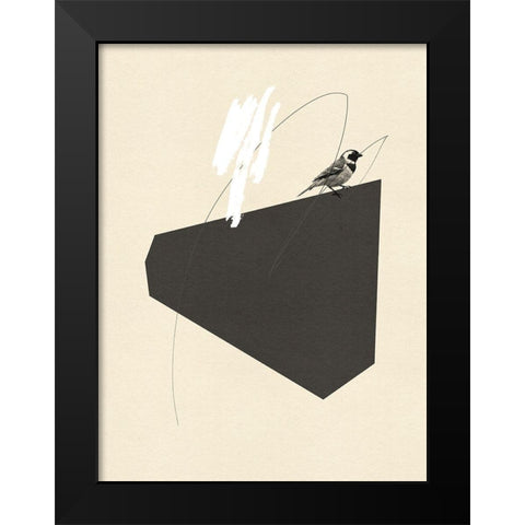 Steel Sequin with Bird III Black Modern Wood Framed Art Print by Green, Jacob