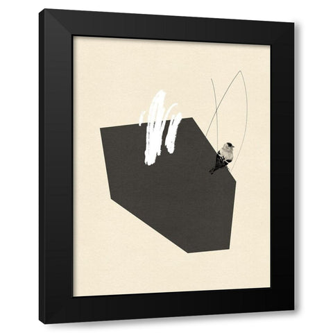 Steel Sequin with Bird IV Black Modern Wood Framed Art Print with Double Matting by Green, Jacob