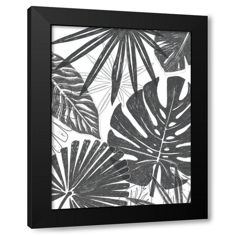 Palm Shadows II Black Modern Wood Framed Art Print with Double Matting by Vess, June Erica