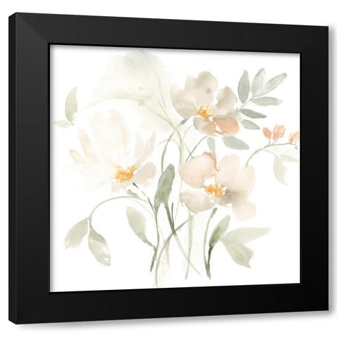 Whispering Petals I Black Modern Wood Framed Art Print with Double Matting by Goldberger, Jennifer