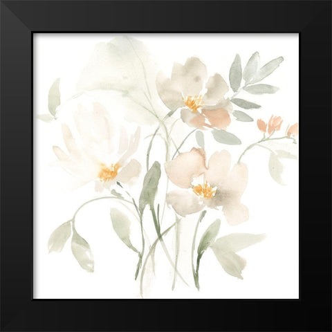 Whispering Petals I Black Modern Wood Framed Art Print by Goldberger, Jennifer