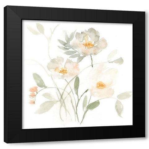 Whispering Petals II Black Modern Wood Framed Art Print by Goldberger, Jennifer